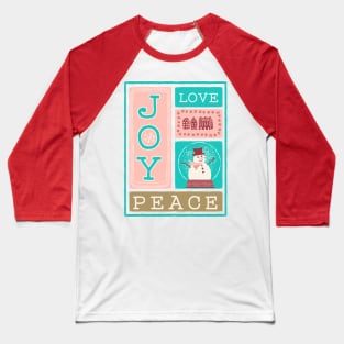 Fun Christmas Card Design In Pink & Aqua Baseball T-Shirt